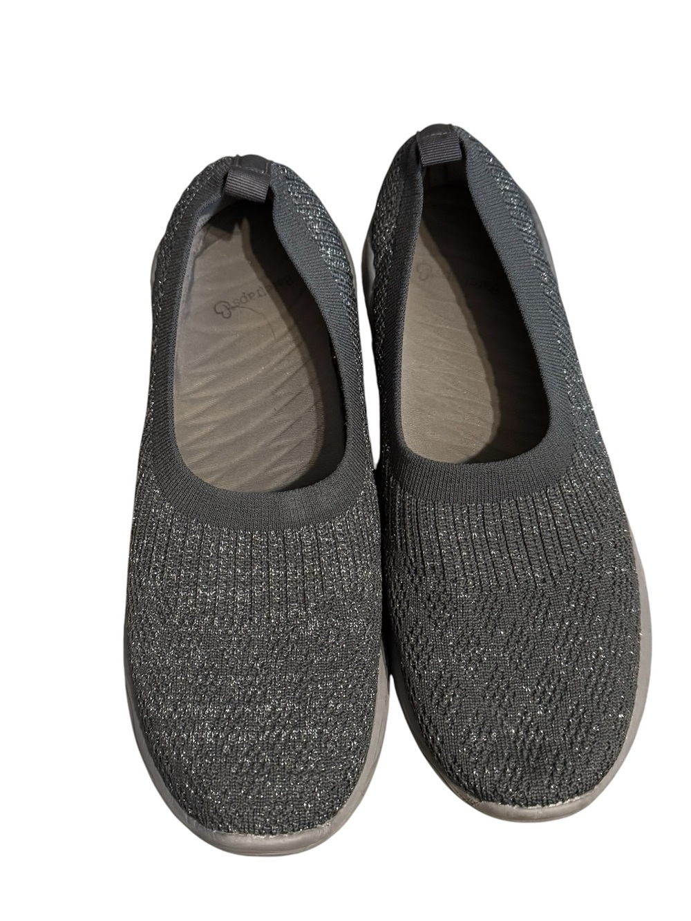BareTraps Metallic Charcoal Knit Slip-Ons